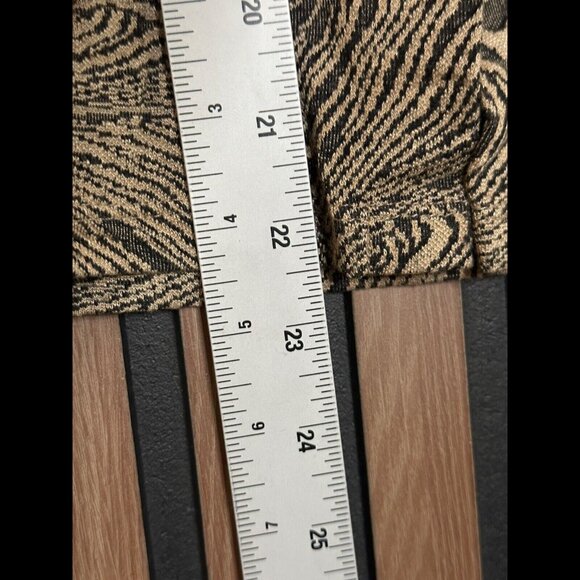 Zara Shirt Medium Brown Abstract Art Long Sleeve Button Performance Stretch Knit - Picture 5 of 7